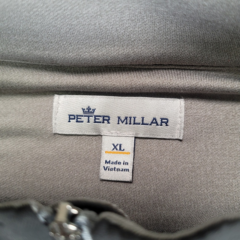 Peter Millar Mens XL Gray Quarter Zip Pullover NCH Logo Performance Golf Shirt - Picture 3 of 6